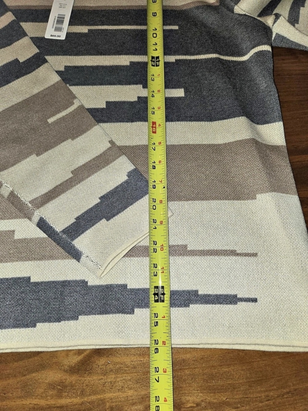 Investments Womens XL Sweater NWT $69 Geometric Striped Neutral Long Sleeve Knit - Picture 6 of 6